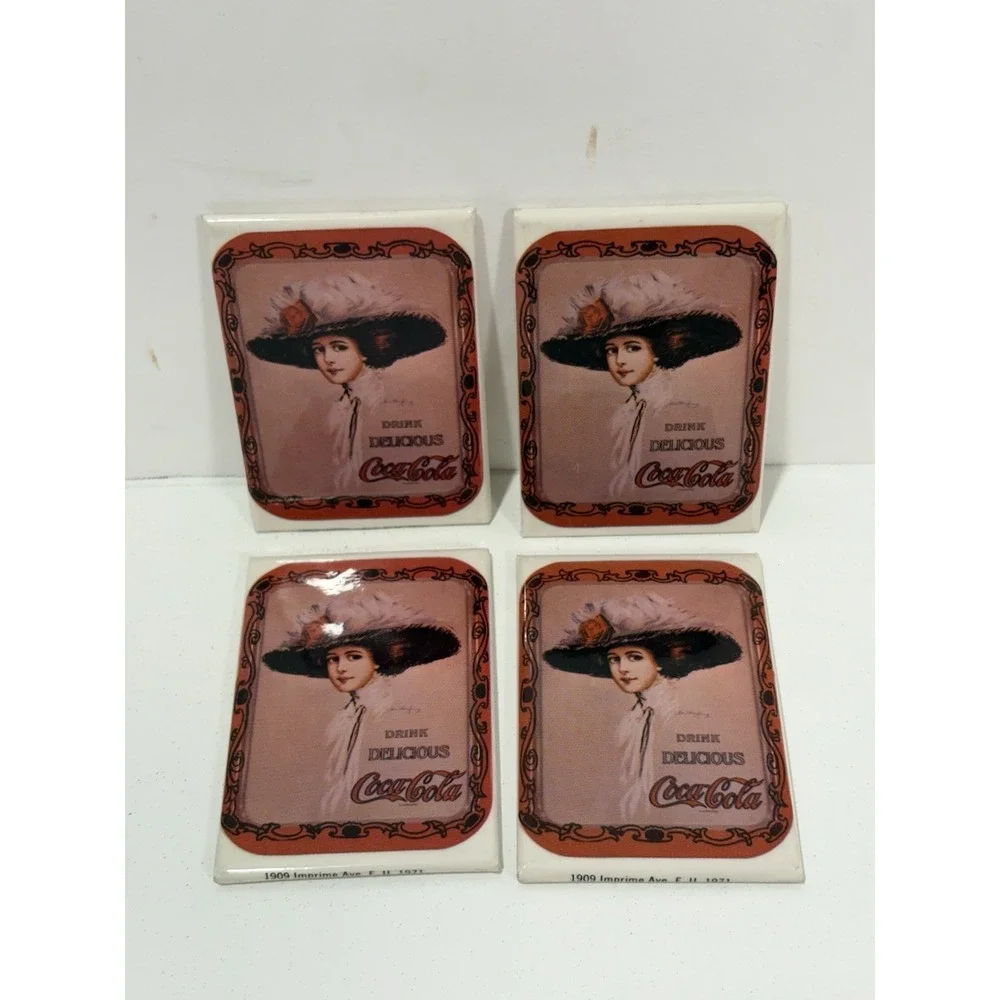 Vintage antique Coca-Cola Big Hat Girl Pocket mirror 1971 lot Of 4 Mirrors